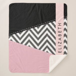 Gray Zigzag, grau Zickzack, rosa, Ihr Name Sherpadecke