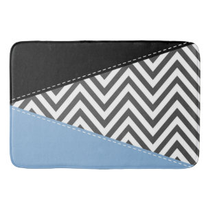 Gray Zigzag, grau Zickzack, Zigzag Muster, blau Badematte