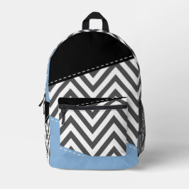 Gray Zigzag, grau Zickzack, Zigzag Muster, blau Bedruckter Rucksack