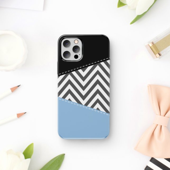 Gray Zigzag, grau Zickzack, Zigzag Muster, blau Case-Mate iPhone Hülle (Von Creator hochgeladen)