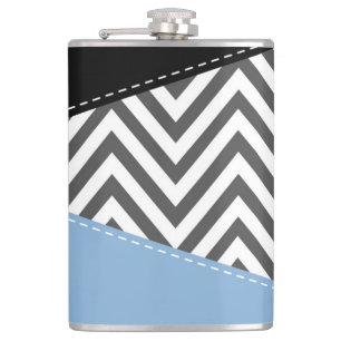 Gray Zigzag, grau Zickzack, Zigzag Muster, blau Flachmann