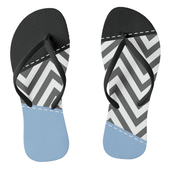 Gray Zigzag, grau Zickzack, Zigzag Muster, blau Flip Flops (Fußbett)