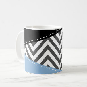 Gray Zigzag, grau Zickzack, Zigzag Muster, blau Kaffeetasse