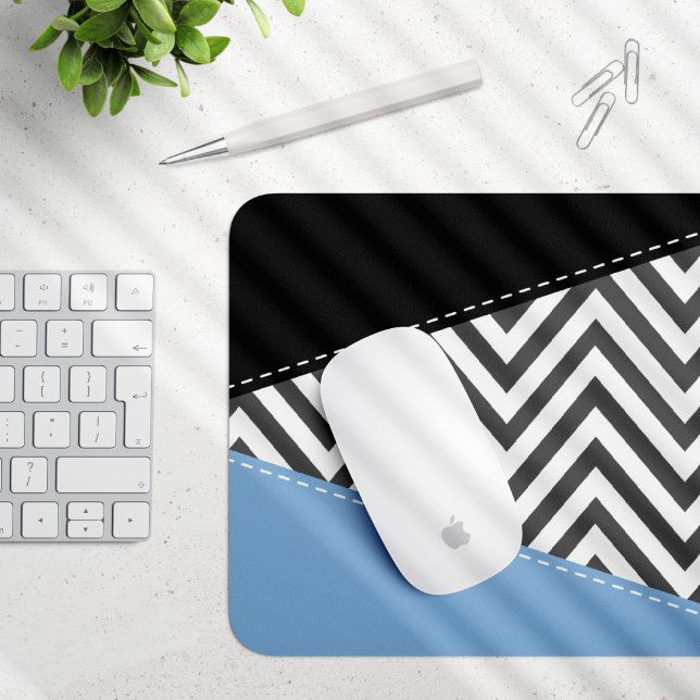 Gray Zigzag, grau Zickzack, Zigzag Muster, blau Mousepad (Von Creator hochgeladen)