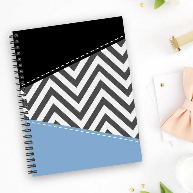 Gray Zigzag, grau Zickzack, Zigzag Muster, blau Notizbuch (Von Creator hochgeladen)