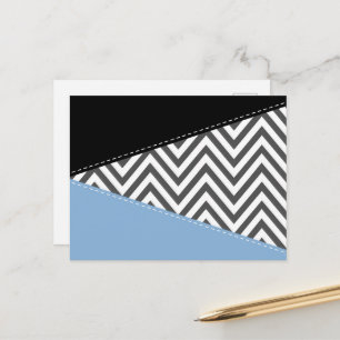 Gray Zigzag, grau Zickzack, Zigzag Muster, blau Postkarte