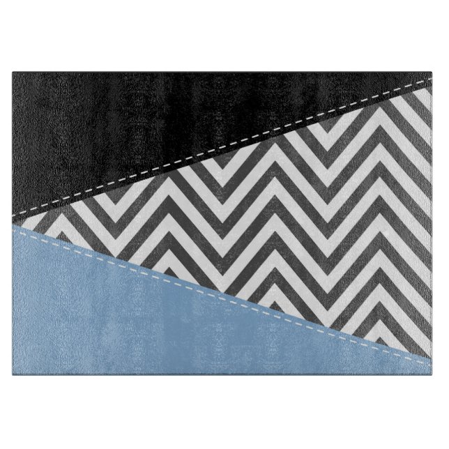 Gray Zigzag, grau Zickzack, Zigzag Muster, blau Schneidebrett (Vorderseite)