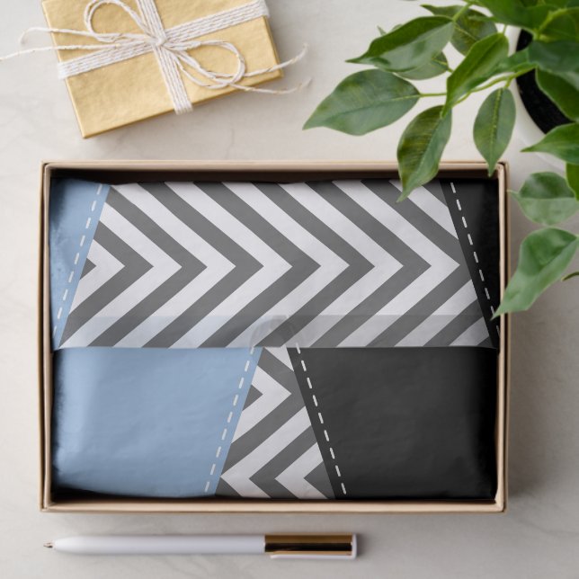 Gray Zigzag, grau Zickzack, Zigzag Muster, blau Seidenpapier (Geschenk)