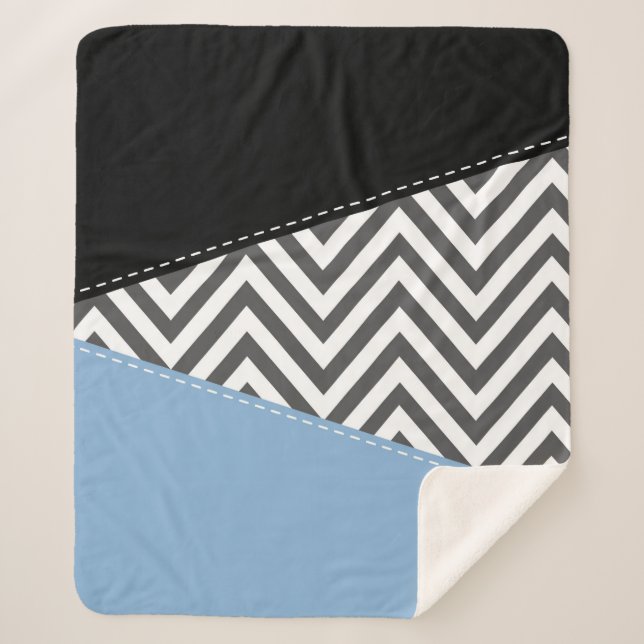 Gray Zigzag, grau Zickzack, Zigzag Muster, blau Sherpadecke (Vorderseite)