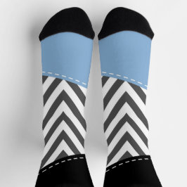 Gray Zigzag, grau Zickzack, Zigzag Muster, blau Socken