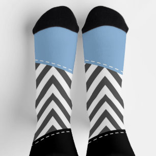 Gray Zigzag, grau Zickzack, Zigzag Muster, blau Socken