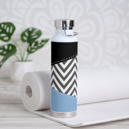 Gray Zigzag, grau Zickzack, Zigzag Muster, blau Trinkflasche