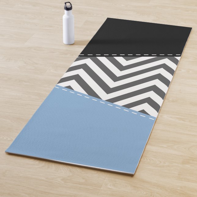 Gray Zigzag, grau Zickzack, Zigzag Muster, blau Yogamatte (Beispiel)