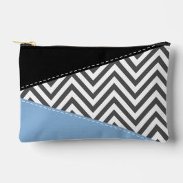 Gray Zigzag, grau Zickzack, Zigzag Muster, blau Zubehörtasche