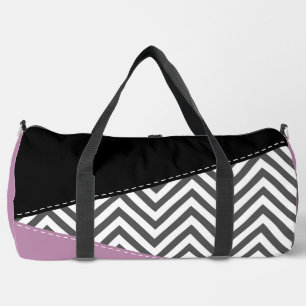 Gray Zigzag, grau Zickzack, Zigzag Muster, Lila Duffle Bag