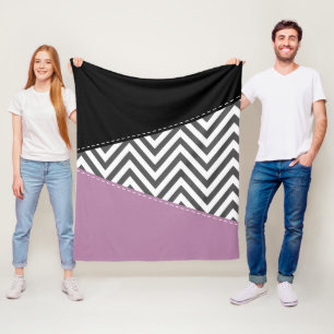 Gray Zigzag, grau Zickzack, Zigzag Muster, Lila Fleecedecke