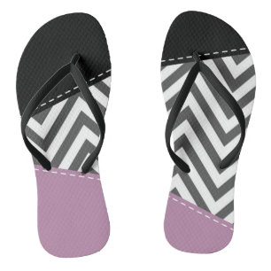 Gray Zigzag, grau Zickzack, Zigzag Muster, Lila Flip Flops
