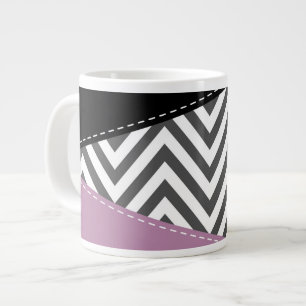 Gray Zigzag, grau Zickzack, Zigzag Muster, Lila Jumbo-Tasse