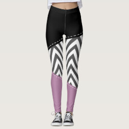 Gray Zigzag, grau Zickzack, Zigzag Muster, Lila Leggings
