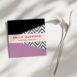 Gray Zigzag, grau Zickzack, Zigzag Muster, Lila Quadratische Visitenkarte