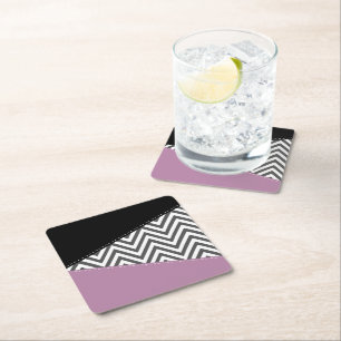 Gray Zigzag, grau Zickzack, Zigzag Muster, Lila Rechteckiger Pappuntersetzer