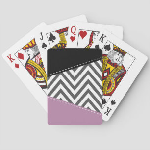 Gray Zigzag, grau Zickzack, Zigzag Muster, Lila Spielkarten