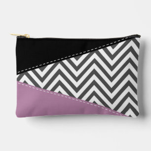 Gray Zigzag, grau Zickzack, Zigzag Muster, Lila Zubehörtasche