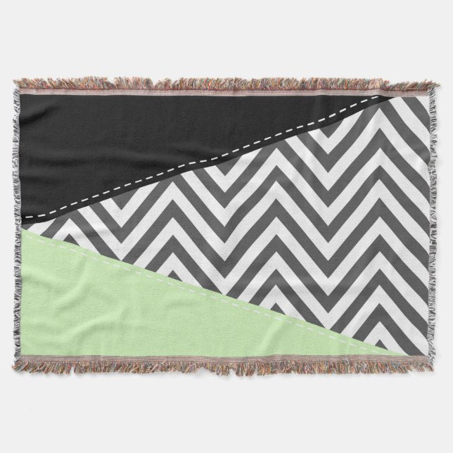 Gray Zigzag, grau Zickzack, Zigzag Muster, Minze Decke (Vorderseite)