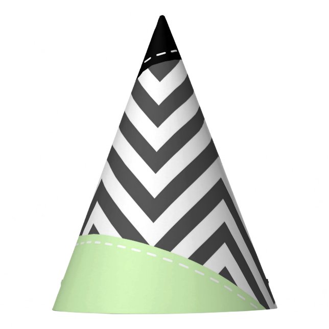 Gray Zigzag, grau Zickzack, Zigzag Muster, Minze Partyhütchen (Vorderseite)