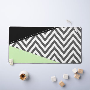 Gray Zigzag, grau Zickzack, Zigzag Muster, Minze Schreibtischunterlage