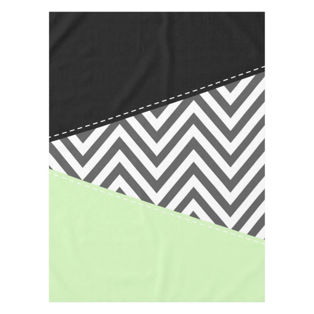 Gray Zigzag, grau Zickzack, Zigzag Muster, Minze Tischdecke (Vorderseite)