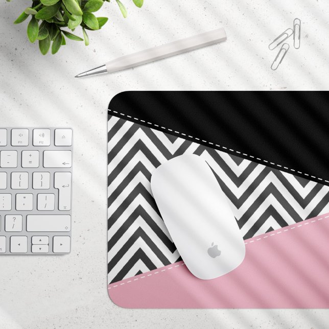 Gray Zigzag, Gray Chevron, Zigzag Pattern, Pink Mousepad (Von Creator hochgeladen)