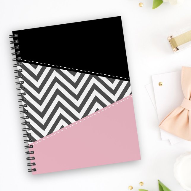 Gray Zigzag, Gray Chevron, Zigzag Pattern, Pink Notizbuch (Von Creator hochgeladen)