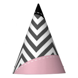 Gray Zigzag, Gray Chevron, Zigzag Pattern, Pink Partyhütchen