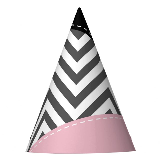 Gray Zigzag, Gray Chevron, Zigzag Pattern, Pink Partyhütchen (Vorderseite)