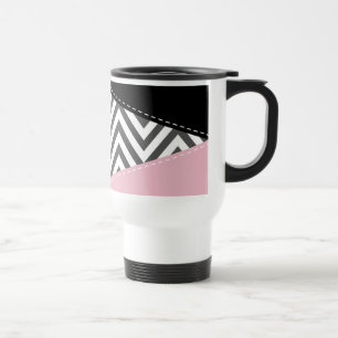 Gray Zigzag, Gray Chevron, Zigzag Pattern, Pink Reisebecher