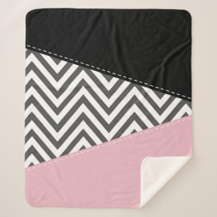 Gray Zigzag, Gray Chevron, Zigzag Pattern, Pink Sherpadecke