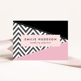 Gray Zigzag, Gray Chevron, Zigzag Pattern, Pink Visitenkarte