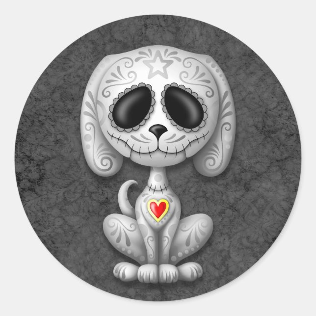 Gray Zombie Sugar Puppy Runder Aufkleber (Vorderseite)