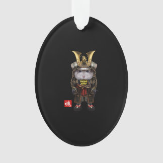 Gray Zwarf Hamster in Full Japanisch Samurai Ornament