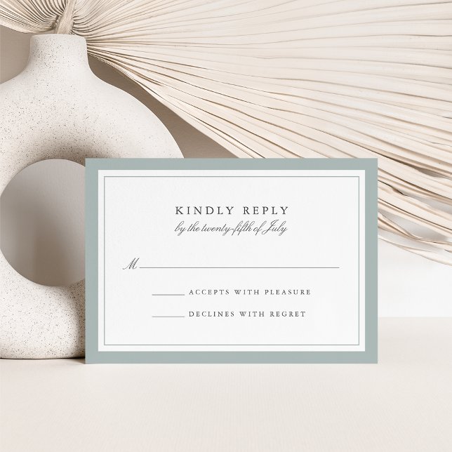 Grayed Jade Simple Border Wedding RSVP Card (Von Creator hochgeladen)