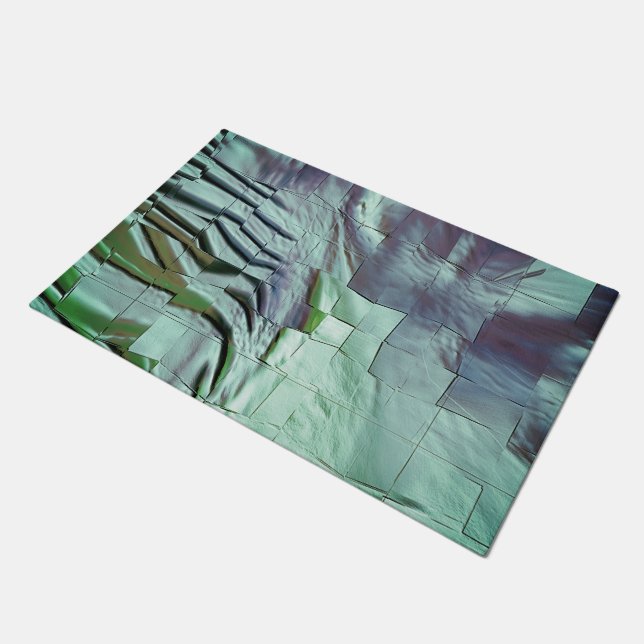 Grayisches Minzmosaik mit leicht geschnitztem Sati Fußmatte (Schrägansicht)