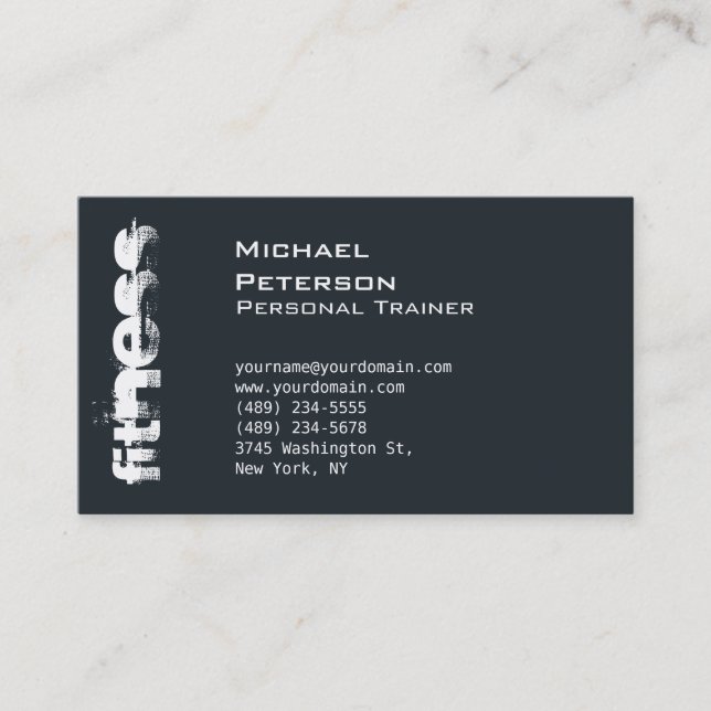 Grayish Blue Trendy Fitness Sport Business Card Visitenkarte (Vorderseite)