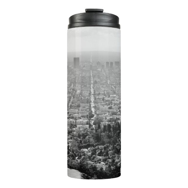 GRAYSCALE AERIAL FOTO CITY THERMOSBECHER (Vorderseite)