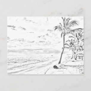 Grayscale Coloring Beach Postcard Postkarte