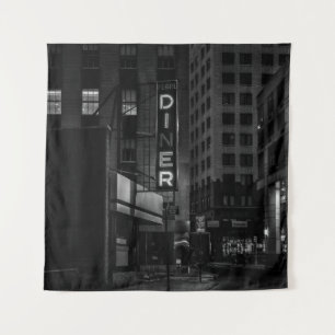 GRAYSCALE FOTO DER PEARL DINER IN DER STADT WANDTEPPICH