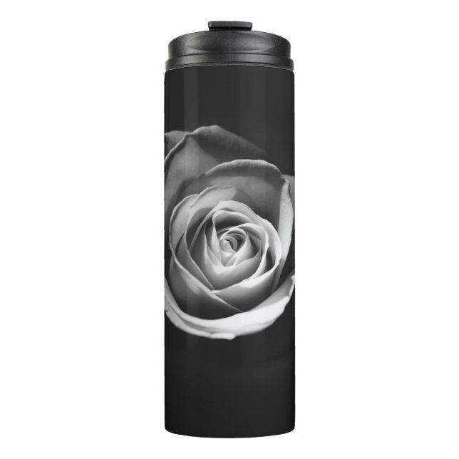 GRAYSCALE FOTO DER ROSE THERMOSBECHER (Vorderseite)