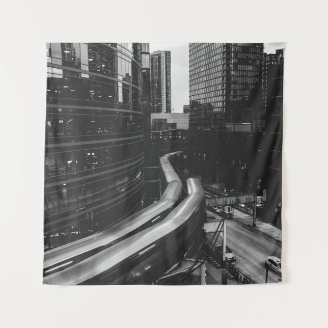 GRAYSCALE FOTO DER STADT WANDTEPPICH (Vorderseite)