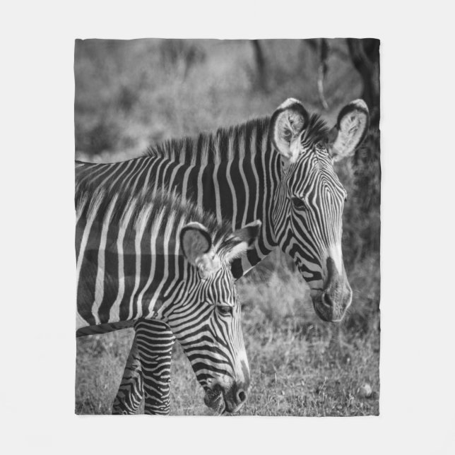 GRAYSCALE FOTO ZEBRAS FLEECEDECKE (Vorderseite)