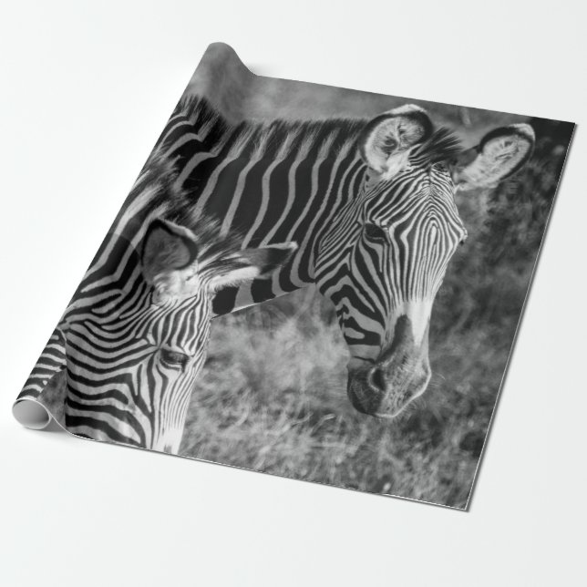 GRAYSCALE FOTO ZEBRAS GESCHENKPAPIER (Ungerollt)